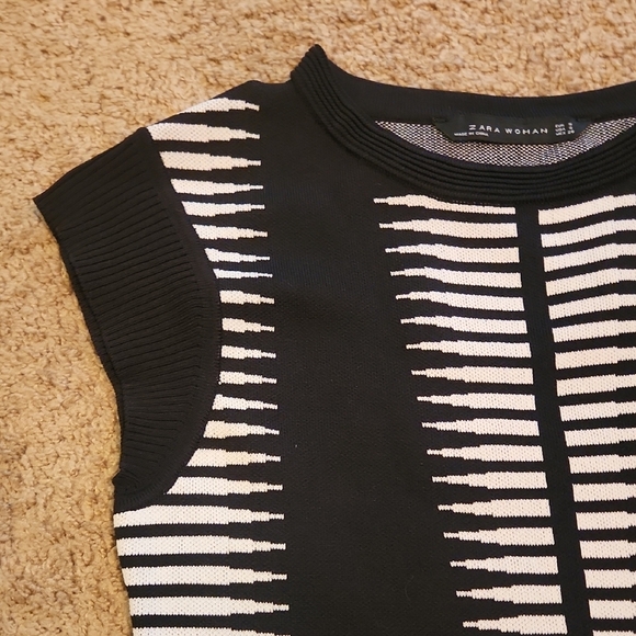 Zara Black and White Knit Top - Picture 3 of 7